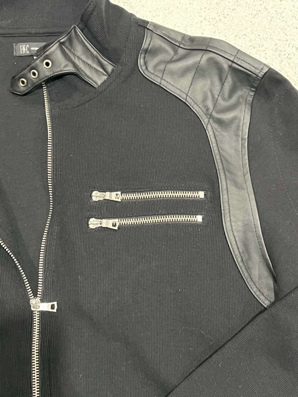 INC Men’s Fire Knit Moto Jacket-Deep Black-Size XL New with Tags - Picture 2 of 5